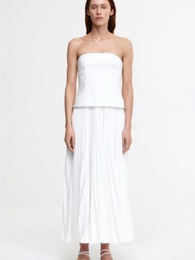 acler sanna maxi dress Acler Sanna Pleated Metallic Maxi Dress In Metallic Gold - 29% Off